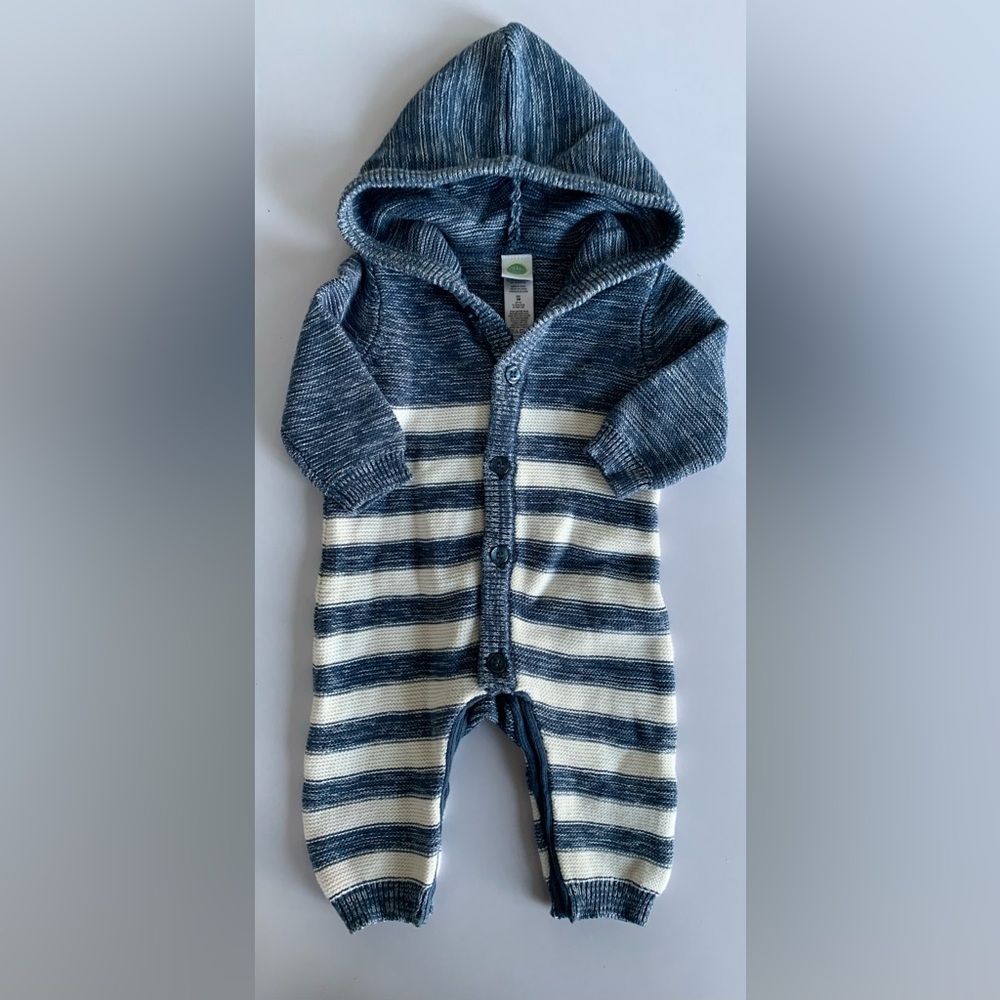 Cozy Blue and White Striped Kids One Piece